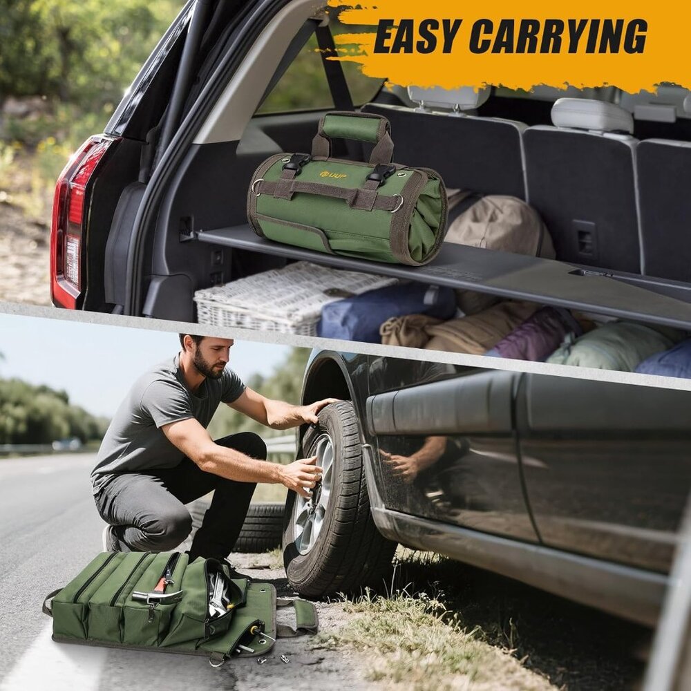 Tool Bag Roll Up, Heavy Duty Portable Soft Tool Storage, Foldable Empty Rollup O - Picture 5 of 6
